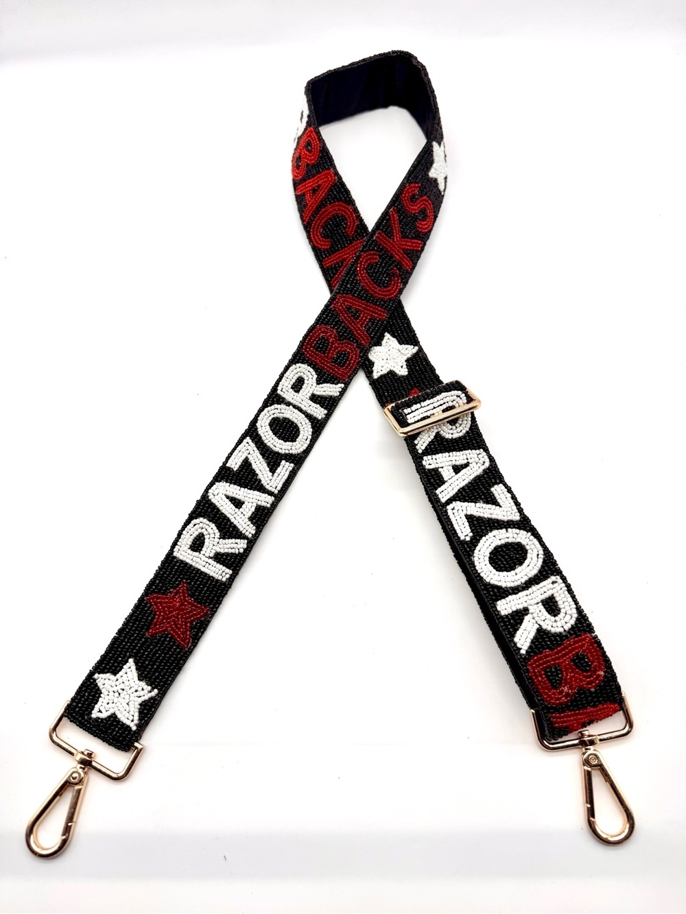 Arkansas Razorback adjustable handmade beaded strap